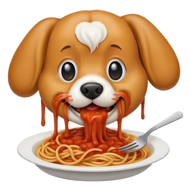 dog eating spaghetti  sticker