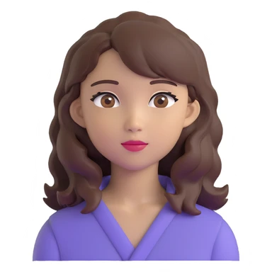 portrait of an Asian girl with medium brown wavy hair and brown eyes, paler skin tone sticker