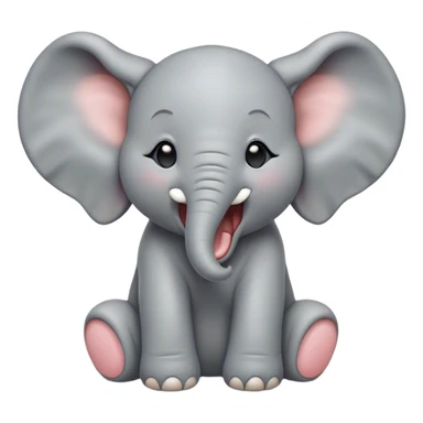Cinematic Cute Yawning Baby Elephant Portrait Emoji, Head tilted slightly with a dramatic, wide-open yawn, showcasing a soft, downy gray hide with oversized drooping ears, round eyes barely open in drowsy contentment, Simplified yet irresistibly adorable features, highly detailed, glowing with a soft, cozy glow, high shine, relaxed yet expressive, stylized with a touch of gentle whimsy, bright and endearing, soft glowing outline, capturing the essence of a sleepy yet affectionate baby elephant, so drowsy it feels like it could stretch out of the screen and curl up for a nap! sticker