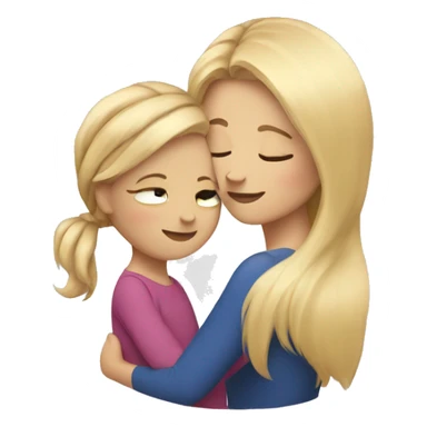 Mother and daughter blond hair hugging sticker