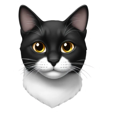 Black and white cat half face black sticker