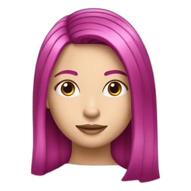 White girl with medium long straight magenta hair  sticker