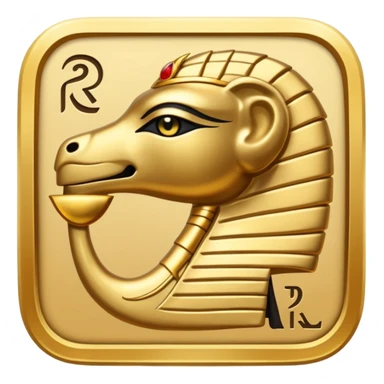 Discord emoji featuring the text "RA Silkroad" in Ancient Egyptian style, hieroglyph-inspired letters, golden shiny colors, cartoonish, small and clear, perfect for emoji use.
 sticker