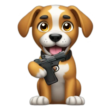 dog with gun on paw sticker