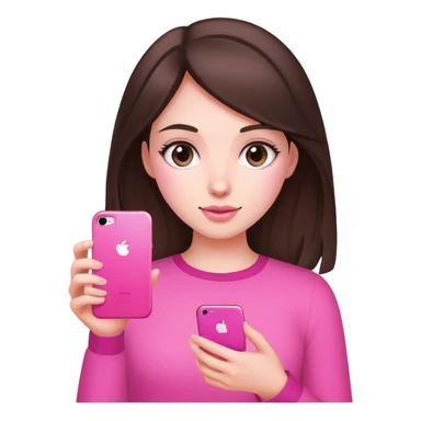 Brunette girl with a pink iPhone sticker