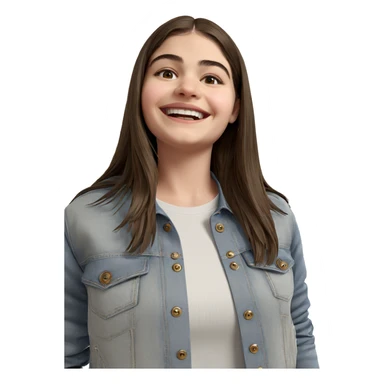 smiling girl in denim jacket sticker