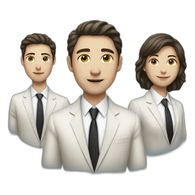3 people stand in suit white skin sticker
