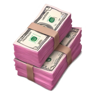 Stack of pink dollar bills sticker