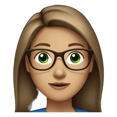 Female Accountant with glasses. Brown straight/wavy long hair with highlights and blue/green eyes sticker
