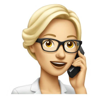 Elegant Blonde woman wearing glasses calling on cell phone sticker