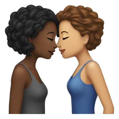 Lesbians kiss interracial couple sticker