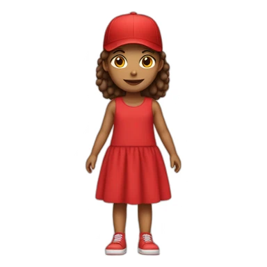 girl wearing a red dress and a cap full body sticker