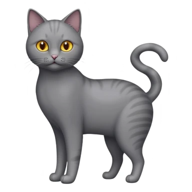 lean grey cat with full body sticker