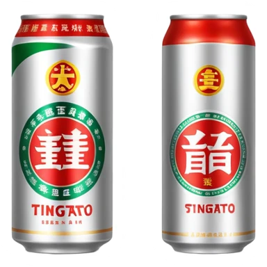 Tsingtao beer can with Chinese characters sticker