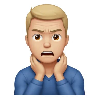 man clutching his neck in anger sticker