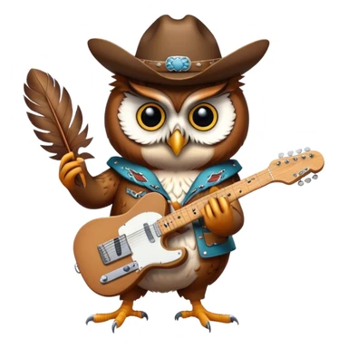 A cowboy owl playing a telecaster sticker