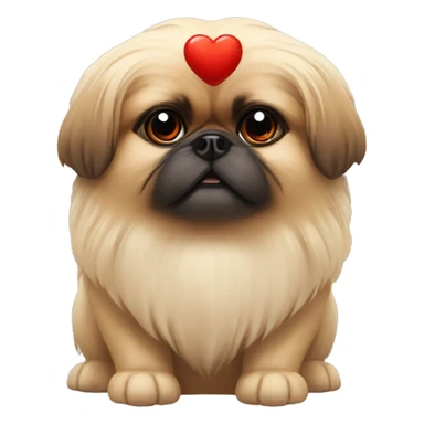 Pekingese dog with a little red heart sticker