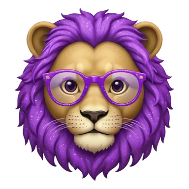 Leão adulto com oculos roxo com glitter sticker