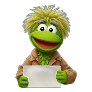 fraggle holding green tick sign sticker