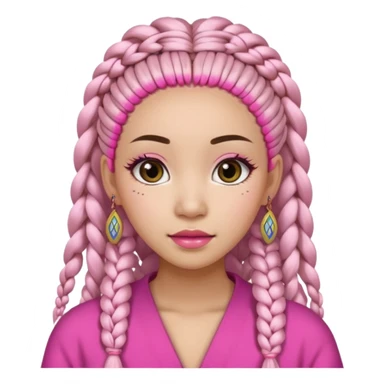 Une chinoise en Corée-du-Sud avec des faux ongles roses et des faux cils et des tresses africaines sticker