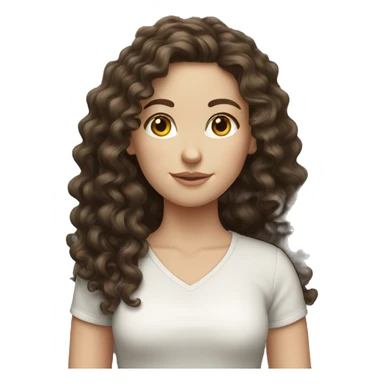 white girl with long dark brown curly hair  sticker