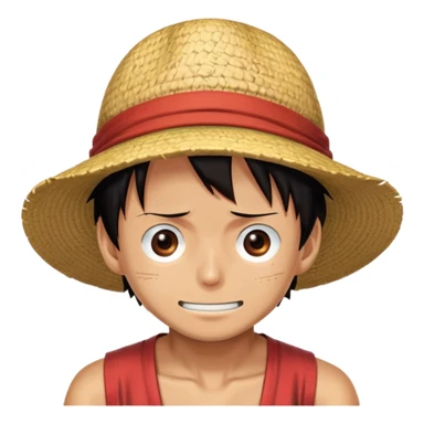 luffy from one piece with meet wearing strawhat sticker