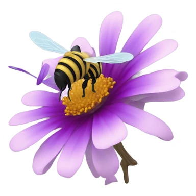 a flower on which a bee has landed sticker
