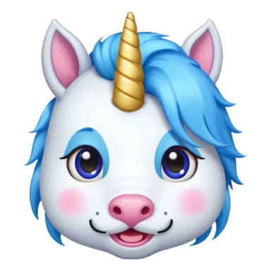 unicorn face with mustache cute and blue haired sticker