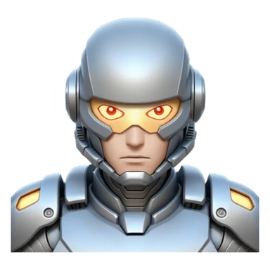 mechanical armored man portrait, head and shoulders only, futuristic metal armor, glowing energy lines, robotic shoulder plates, intense expression, sci-fi warrior vibe, 3D cartoon style, mobile game icon style, clean background, no text, no watermark
  sticker