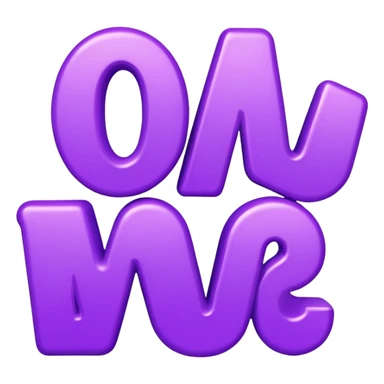 3D text that spells "me" in a shiny purple font sticker sticker