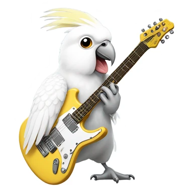 White cockatiel playing electro guitar sticker