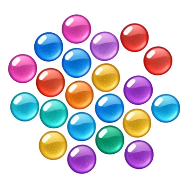  scattered glitter, sparkling and shining in multiple colors. Rounded, glossy, smooth, soft shadows, white background.
 sticker