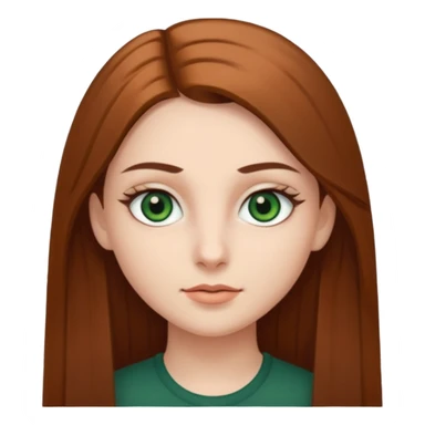Girl with dark green eyes, light eyebrows and long brown straight hair sticker