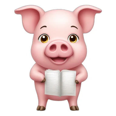 pig holding word sticker