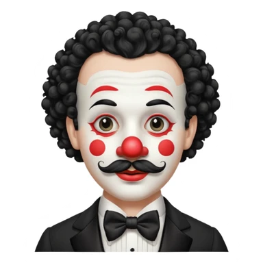 Elegant clown — tuxedo, mustache, white painted face sticker