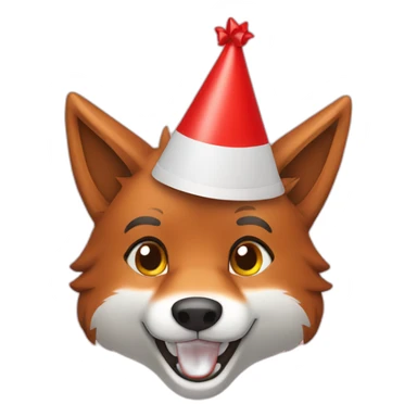 smiling red wolf birthday hat sticker