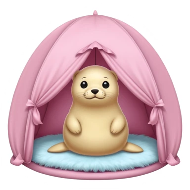 Seal in a light pink tent  sticker