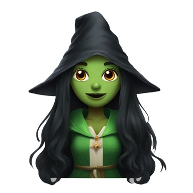 long black hair vampire girl with a frog on her head wearing a wizard robe sticker