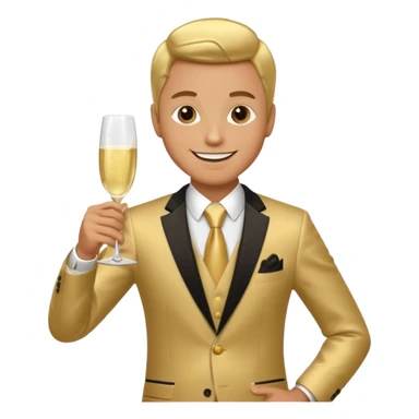 Man with shampane glass in golt suit sticker