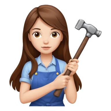 beautiful girl with long brown hair renovating her kitchen sticker