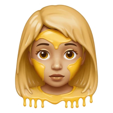 Girl in gluey face sticker
