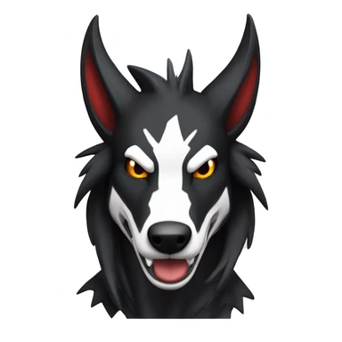Black Cool Edgy Sergal-Houndoom-Fakémon  with White and Red Edgy markings sticker