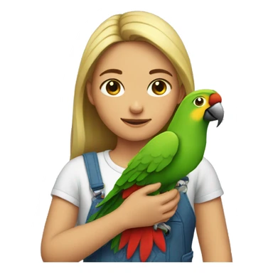 girl with a parrot in her arms sticker