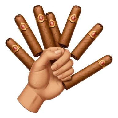 a hand holding lots of cigars sticker