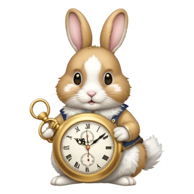 Rabbit holding watch sticker