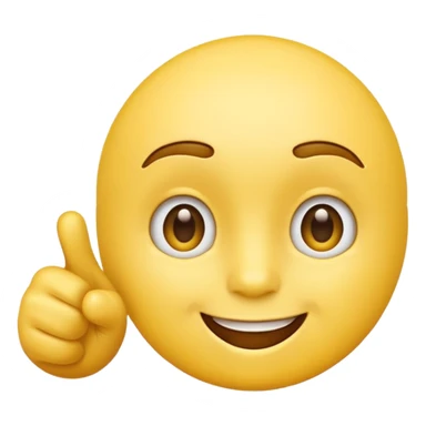 A normal smiling, not realistic looking, yellow emoji like the basic iPhone ones pointing to its head like it has a great idea sticker
