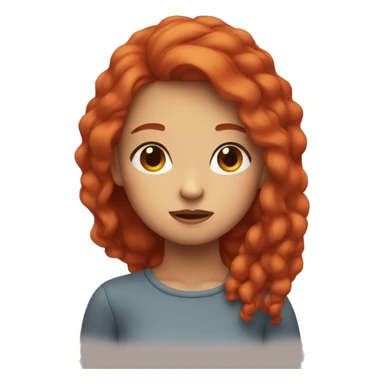 girl with red hair thinking with her eyes closed sticker