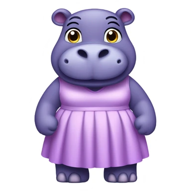 purple hippopotamus in a waist-length dress sticker