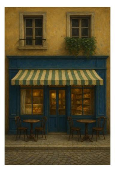 Сгенерируй мне это здание, без надписей. В стиле реалистичной живописи, а так же оставь место сверху под вывеску. Вайб - франция средневековья, и как будто это кондитерская  sticker