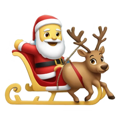 santa on sleigh with reindeer diagnol sticker